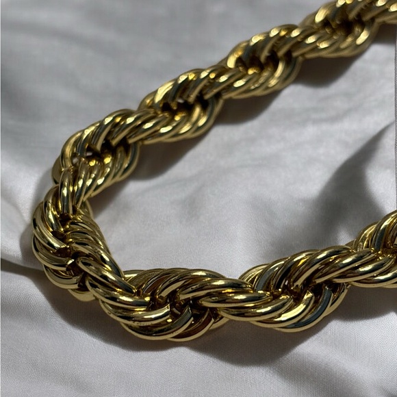 Super Chunky Gold Tone Twisted Rope Chain Sugarfix by Baublebar 15-1/4” + 3” - Picture 6 of 8